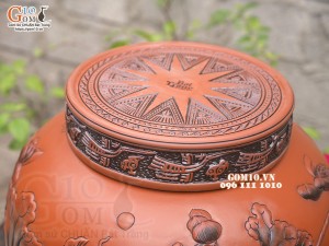 Chum gốm ngâm rượu đắp nổi Liên Hoa Ngư cao cấp, 150 lít