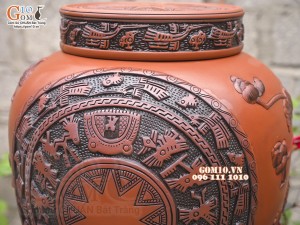 Chum gốm ngâm rượu đắp nổi Liên Hoa Ngư cao cấp, 150 lít