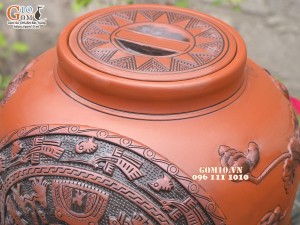 Chum gốm ngâm rượu đắp nổi Liên Hoa Ngư cao cấp, 150 lít