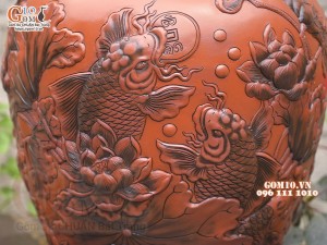 Chum gốm ngâm rượu đắp nổi Liên Hoa Ngư cao cấp, 150 lít