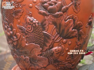 Chum gốm ngâm rượu đắp nổi Liên Hoa Ngư cao cấp, 150 lít