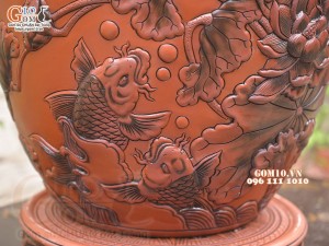 Chum gốm ngâm rượu đắp nổi Liên Hoa Ngư cao cấp, 150 lít