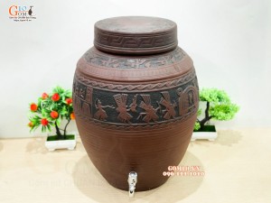 Chum gốm ngâm rượu Đông Sơn Âu Lạc, 30L (Có Vòi)
