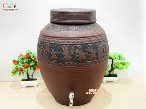 Chum gốm ngâm rượu Đông Sơn Âu Lạc, 30L (Có Vòi)