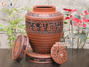 Chum gốm ngâm rượu Đông Sơn khắc Hươu cao cấp, 30 lít