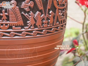 Chum gốm ngâm rượu Đông Sơn khắc Hươu cao cấp, 30 lít