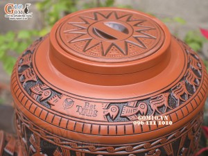 Chum gốm ngâm rượu Đông Sơn khắc Hươu cao cấp, 30 lít