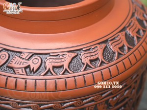 Chum gốm ngâm rượu Đông Sơn khắc Hươu cao cấp, 30 lít