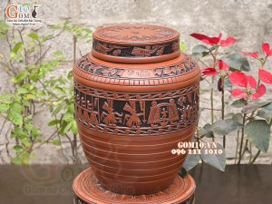 Chum gốm ngâm rượu Đông Sơn khắc Hươu cao cấp, 100 lít