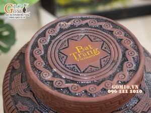Chum gốm ngâm rượu khắc họa tiết Trống Đồng 10L