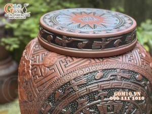 Chum gốm ngâm rượu khắc nổi Cửu Ngư Quần Hội, 50 Lít