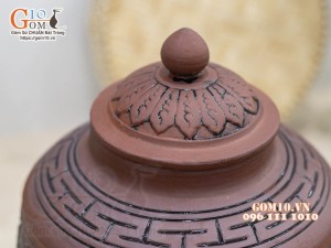 Chum gốm đựng rượu khắc Tứ Linh 5L