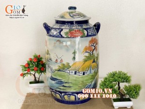 Chum gốm ngâm rượu men bóng, men màu dáng bí 30L (nhiều mẫu)