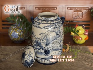 Chum gốm ngâm rượu men bóng, men màu dáng bí 30L (nhiều mẫu)