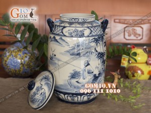 Chum gốm ngâm rượu men bóng, men màu dáng bí 30L (nhiều mẫu)