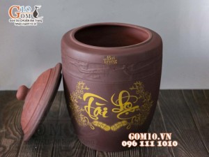 Chum gốm Tài lộc đựng gạo, 20kg