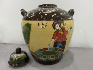 Chum rượu dáng vò men màu vẽ Cô Tấm, 10L