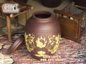 Chum gốm ngâm rượu họa tiết Rồng 30 Lít