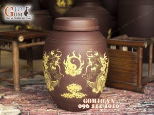 Chum gốm ngâm rượu họa tiết Rồng 70 Lít