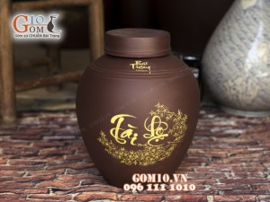 Chum gốm ngâm rượu, họa tiết Tài Lộc 15 Lít