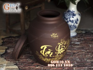 Chum gốm ngâm rượu họa tiết Tài Lộc 30L