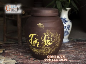 Chum gốm ngâm rượu họa tiết Tài Lộc 30L