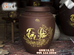 Chum gốm đựng rượu họa tiết Tài Lộc 70 Lít