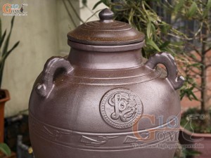 Chum sành men nâu khắc Phúc Lộc Thọ, 200L