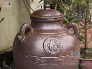 Chum sành men nâu khắc Phúc Lộc Thọ, 200L