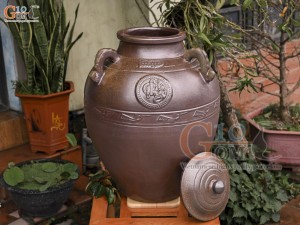 Chum sành men nâu khắc Phúc Lộc Thọ, 200L