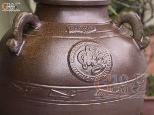 Chum sành men nâu khắc Phúc Lộc Thọ, 200L