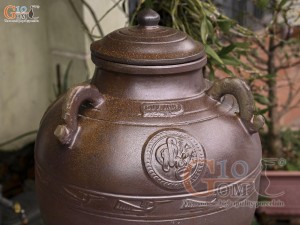 Chum sành men nâu khắc Phúc Lộc Thọ, 200L