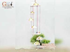 Chuông gió nón lá vẽ cảnh đường kính 6.5 -10cm