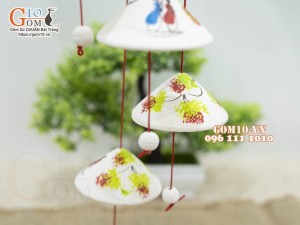 Chuông gió nón lá vẽ cảnh đường kính 6.5 -10cm