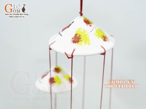 Chuông gió nón lá vẽ cảnh đường kính 6.5 -10cm