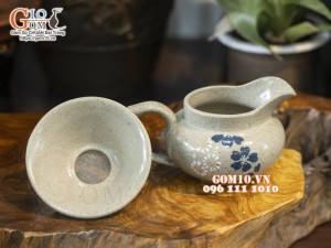 Chuyên lọc tròn thấp sakura, gốm hồng sa vẽ hoa