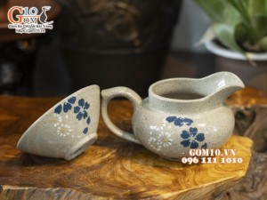 Chuyên lọc tròn thấp sakura, gốm hồng sa vẽ hoa