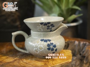 Chuyên lọc tròn thấp sakura, gốm hồng sa vẽ hoa