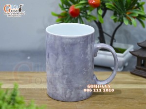 Cốc sứ quai tròn men đá màu hồng đất 450ml