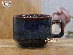 Cốc cà phê men hỏa biến xanh đá có quai
