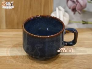 Cốc cà phê men hỏa biến xanh đá có quai