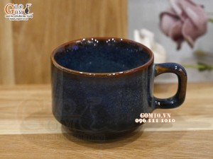 Cốc cà phê men hỏa biến xanh đá có quai