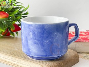 Cốc cà phê quai vuông men đá màu tím, 250ml