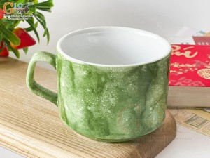 Cốc cà phê quai vuông men đá màu xanh lá, 250ml
