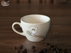 Cốc capu men kem tấm vẽ Bạch Liên