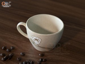 Cốc capu men kem tấm vẽ Bạch Liên