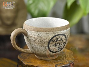 Cốc capuchino thư pháp gốm hồng sa 