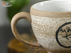 Cốc capuchino thư pháp gốm hồng sa 
