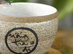 Cốc capuchino thư pháp gốm hồng sa 