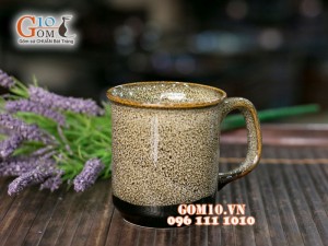 Cốc có quai men gấm vàng 9cm